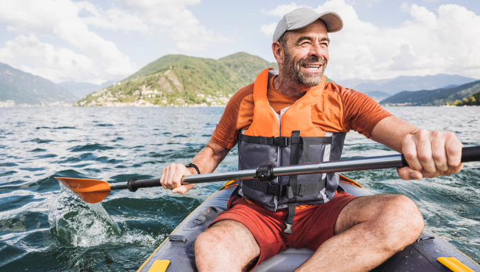 A man who is kayaking A man who is kayaking
