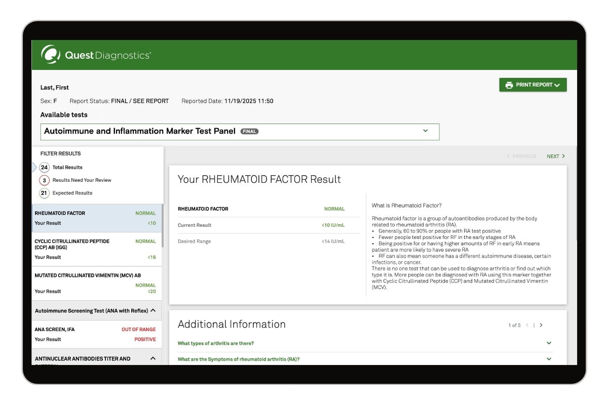 Autoimmune and Inflammation Marker Test Panel image number 0