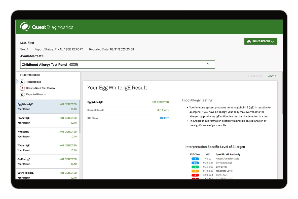 Childhood Allergy Test Panel
